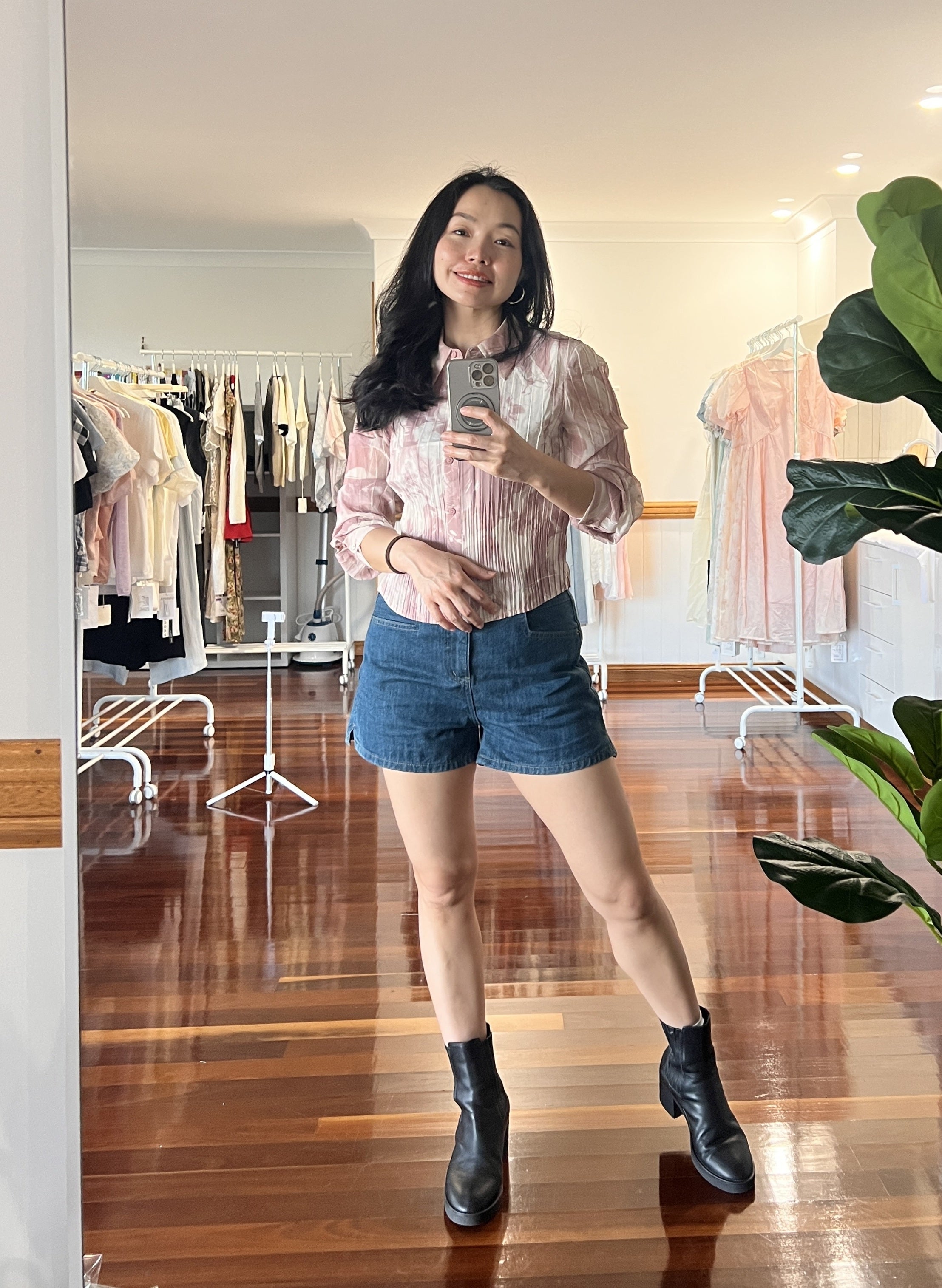 High-Rise Denim Shorts